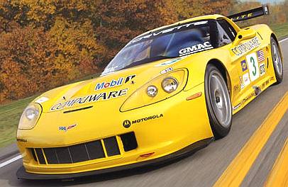 Chevrolet Corvette yelllow racing car 2005