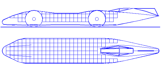 Blueplanet's body with solar cells attached, electric land speed record car