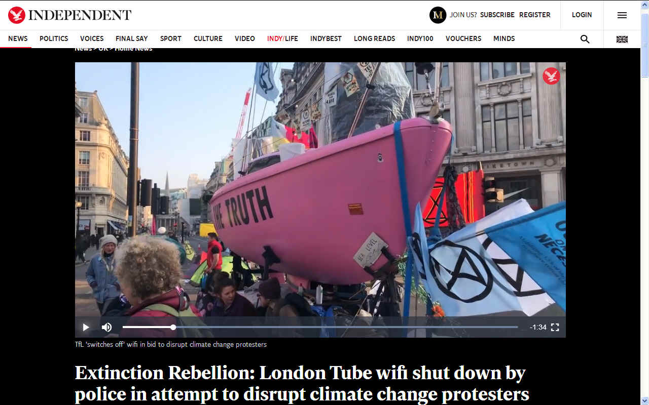 The Independent climate change protestors Oxford Circus London Central extinction rebellion