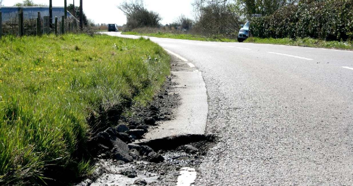 Potholed road in Sussex reported to Caroline Ansell MP