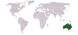 Location of Australia world map