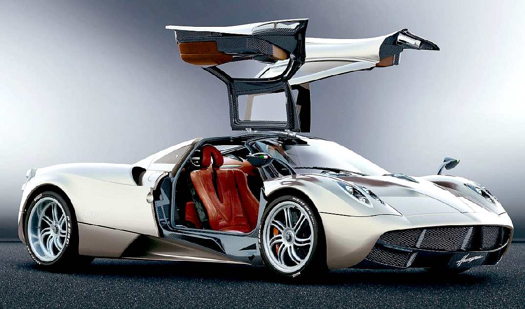 Pagani Huayra with its gull wing doors open