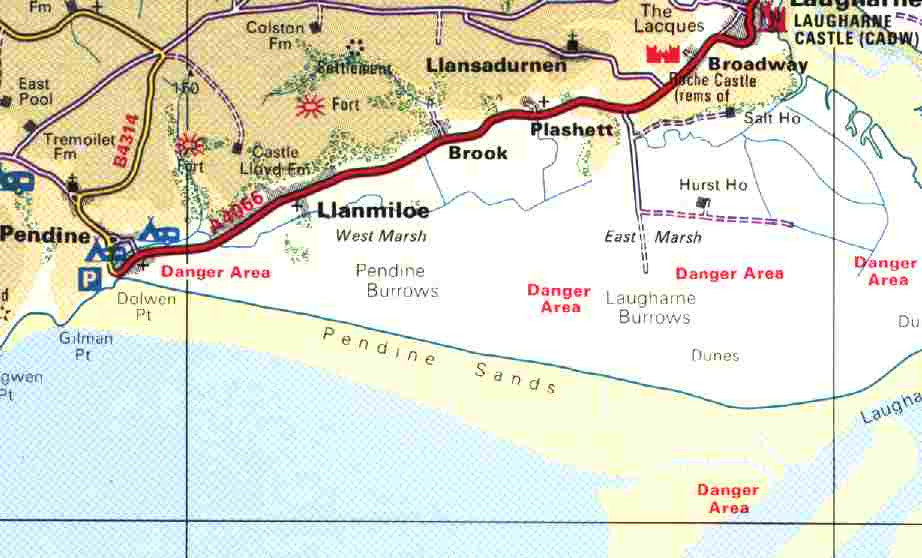 Map of Pendine Sands
